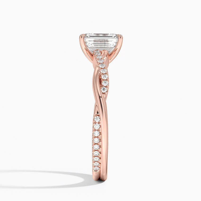 愛の絆 エメラルドカット ねじりアームリング｜ラボグロウンダイヤモンド｜GEMIKA