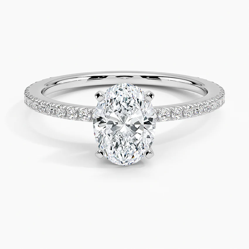 1CTラボグロウンダイヤモンド リング｜オーバルカット パヴェアーム PT950仕上げ エレガント 婚約指輪