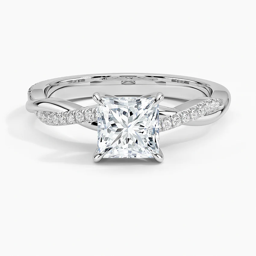 愛の絆 プリンセスカット ねじりアームリング｜ラボグロウンダイヤモンド｜GEMIKA