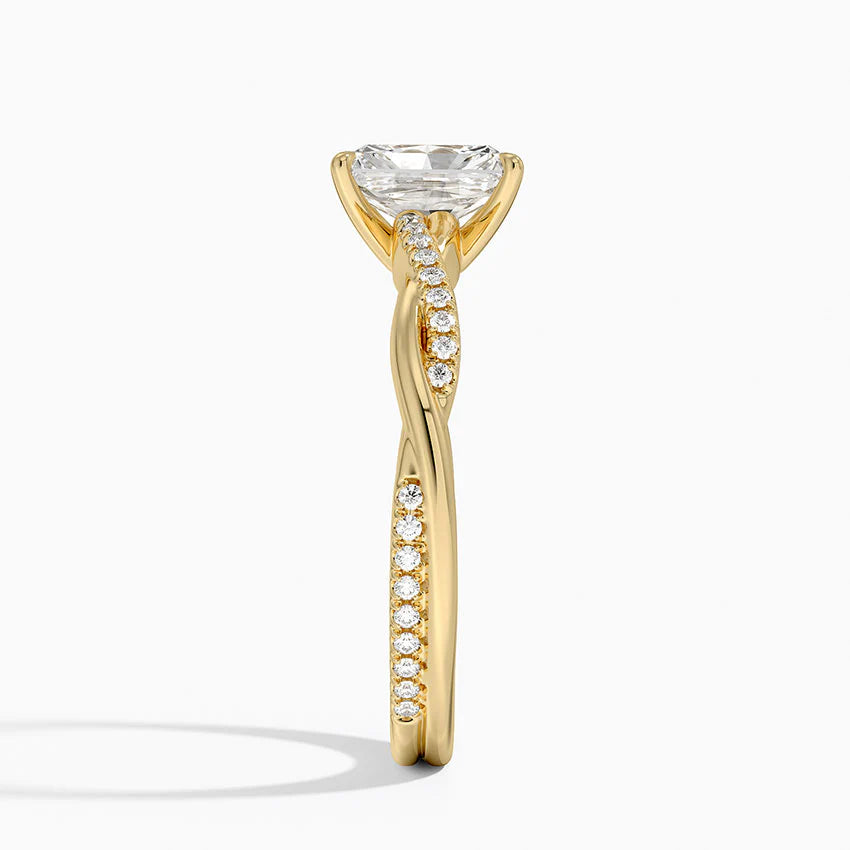 愛の絆 ラディアントカット ねじりアームリング｜ラボグロウンダイヤモンド｜GEMIKA